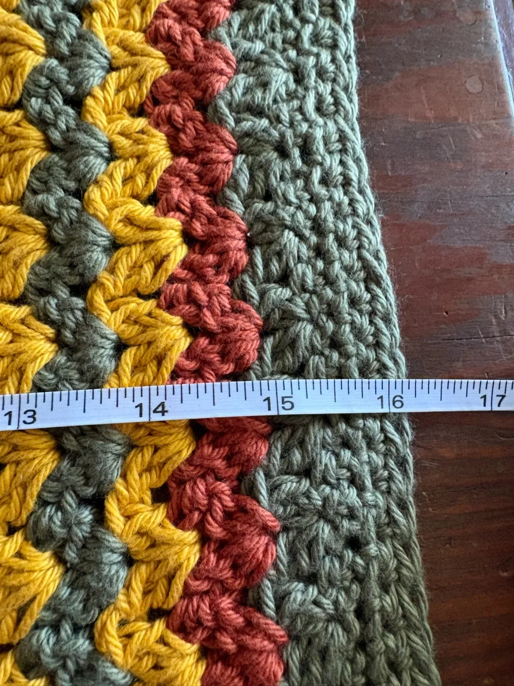 Hand Crafted Crochet Cotton Dish Cloth in Olive Green, Mustard & Rust